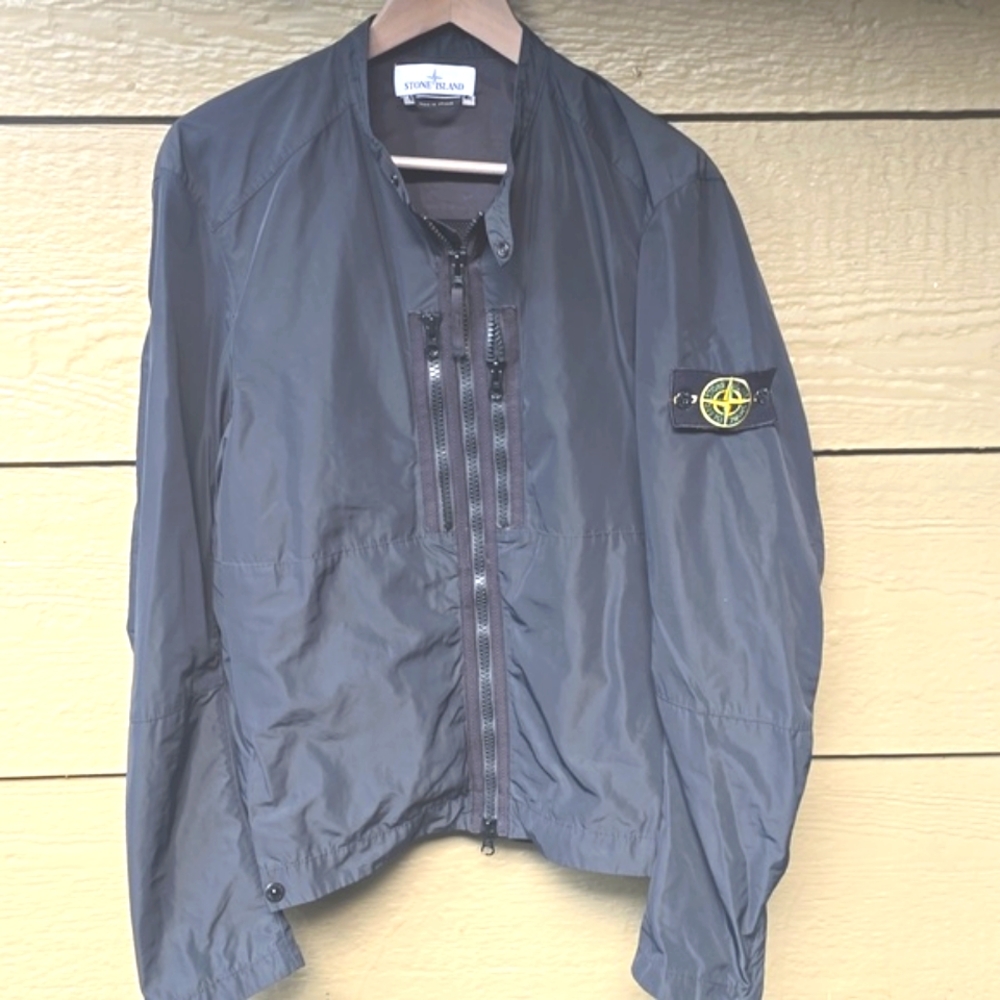 Stone Island black rain jacket large l